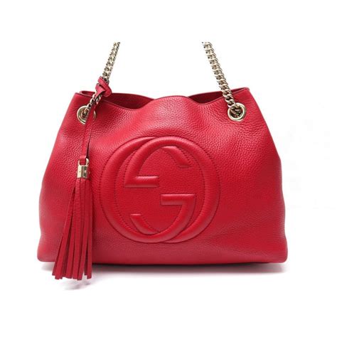 sac a main rouge gucci|gucci leather shoulder bag.